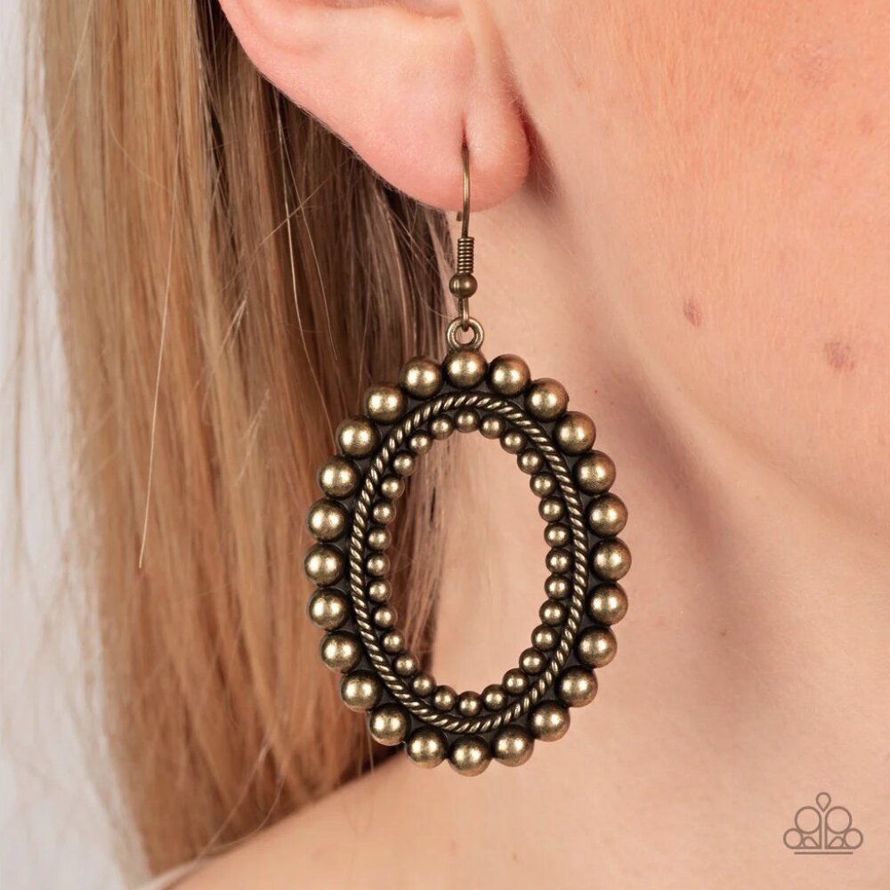 Paparazzi Jewelry Accessories - Homestead Hideaway - Brass Earrings - Vintage